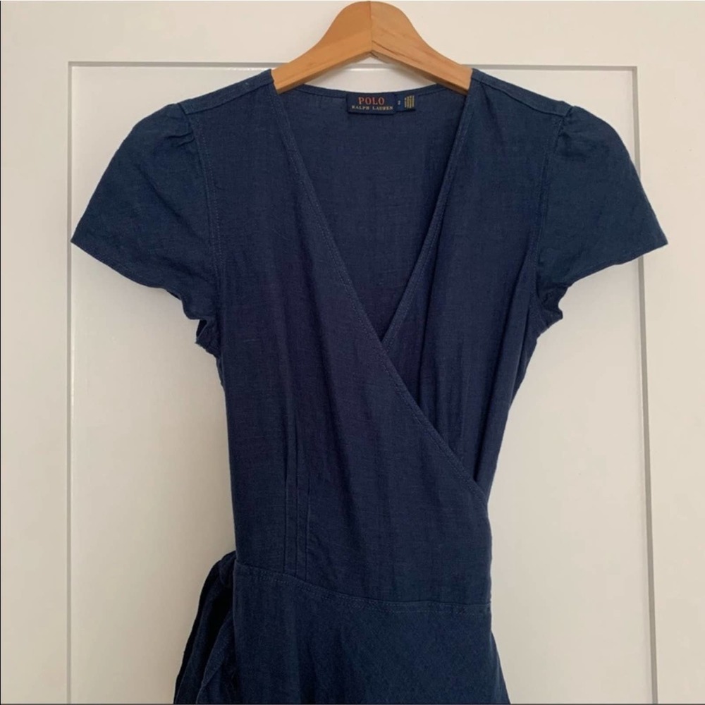 New Ralph Lauren Maxi Linen Navy Long Dress - Picture 8 of 16
